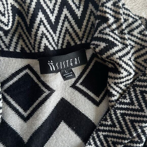 Sisters Cardigan Sweater Black and Cream Size Large - Picture 5 of 6